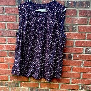 Loft Plus Sleeveless Top Size 22, black with leaf pattern